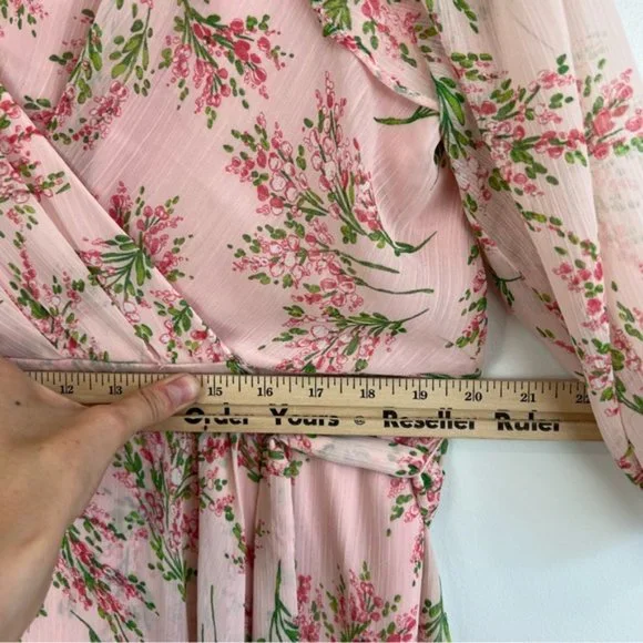 Tommy Hilfiger Chapan Bouquet Chiffon Midi Dress Size 12 NWT Pink Floral - Picture 14 of 16